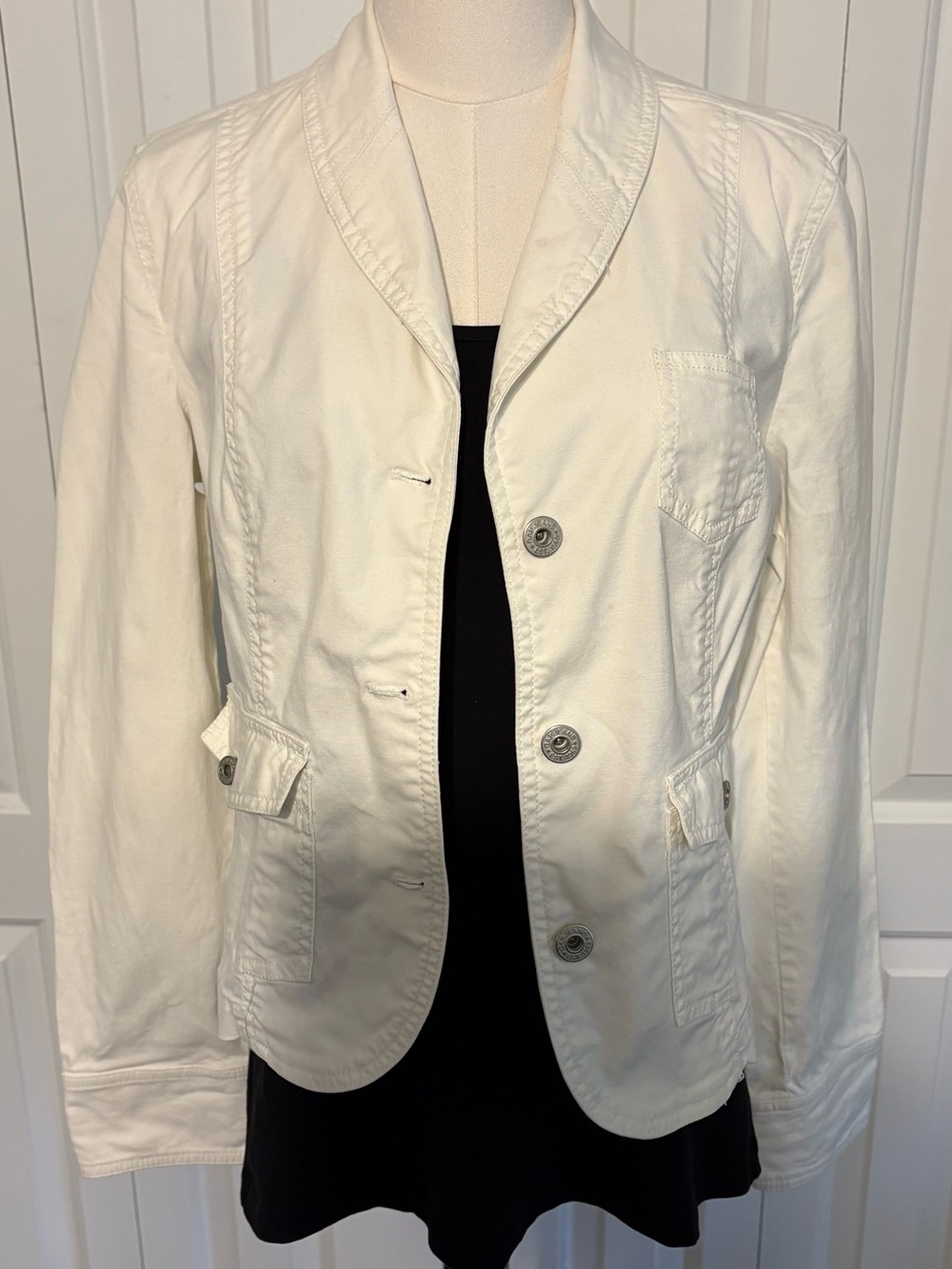 GAP White Cotton Utility Jacket, Size 8